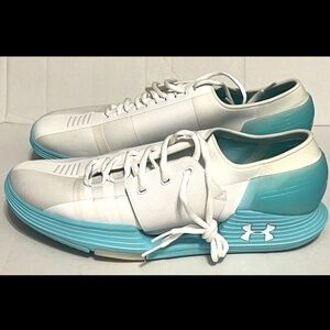 UA SpeedForm® AMP 2.0 White / Turquoise 3000341-105 Mens Sz 12 NEW